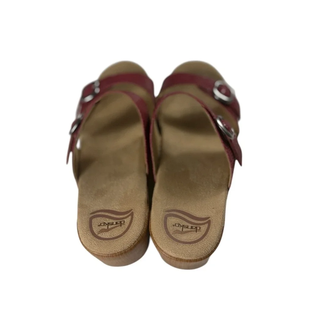 Dansko Sophie Moray Red Leather Slide Sandals Women's EU 42 US 11.5 NEW